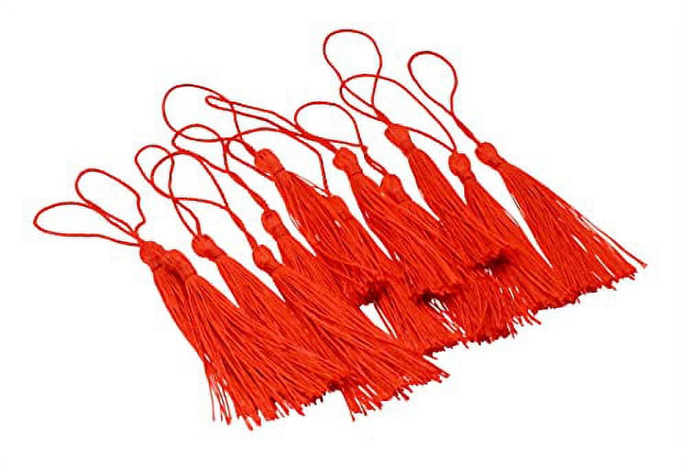 Mandala Crafts Bookmark Tassels for Crafts - Mini Tassels for Bookmarks  Jewelry Making Graduation - 5 Inch Pack of 100 Small Floss Sewing Tassels  Red 5 Inches 