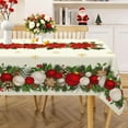 thumbnail image 2 of Christmas Rectangular Tablecloth 60x84 Inch Waterproof Christmas Poinsettia Flower Tablecloth Xmas Washable Table Cloth for Winter Holiday Party Picnic Dinner Home Decor, 2 of 6