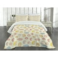 thumbnail image 3 of Ambesonne Hedgehog Quilted Bedspread Set 3 Pcs, Dotted Floral Striped, King Size, Multicolor, 3 of 5