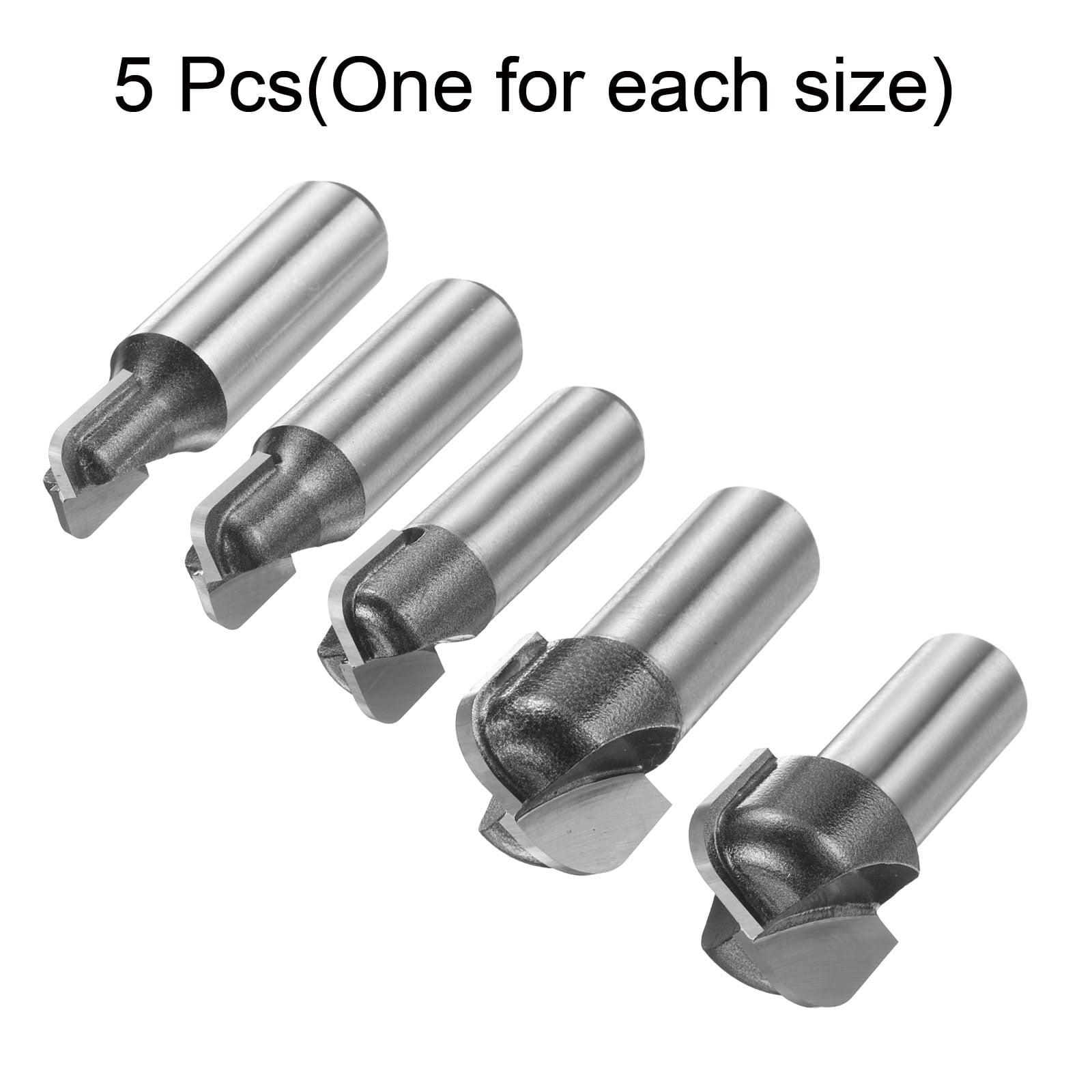 Uxcell 5Pcs Bowl and Tray Bit Set Cutting Diameter 1/2" Shank Radius Carbide Tipped Carving CNC Router Bits for Woodworking Milling