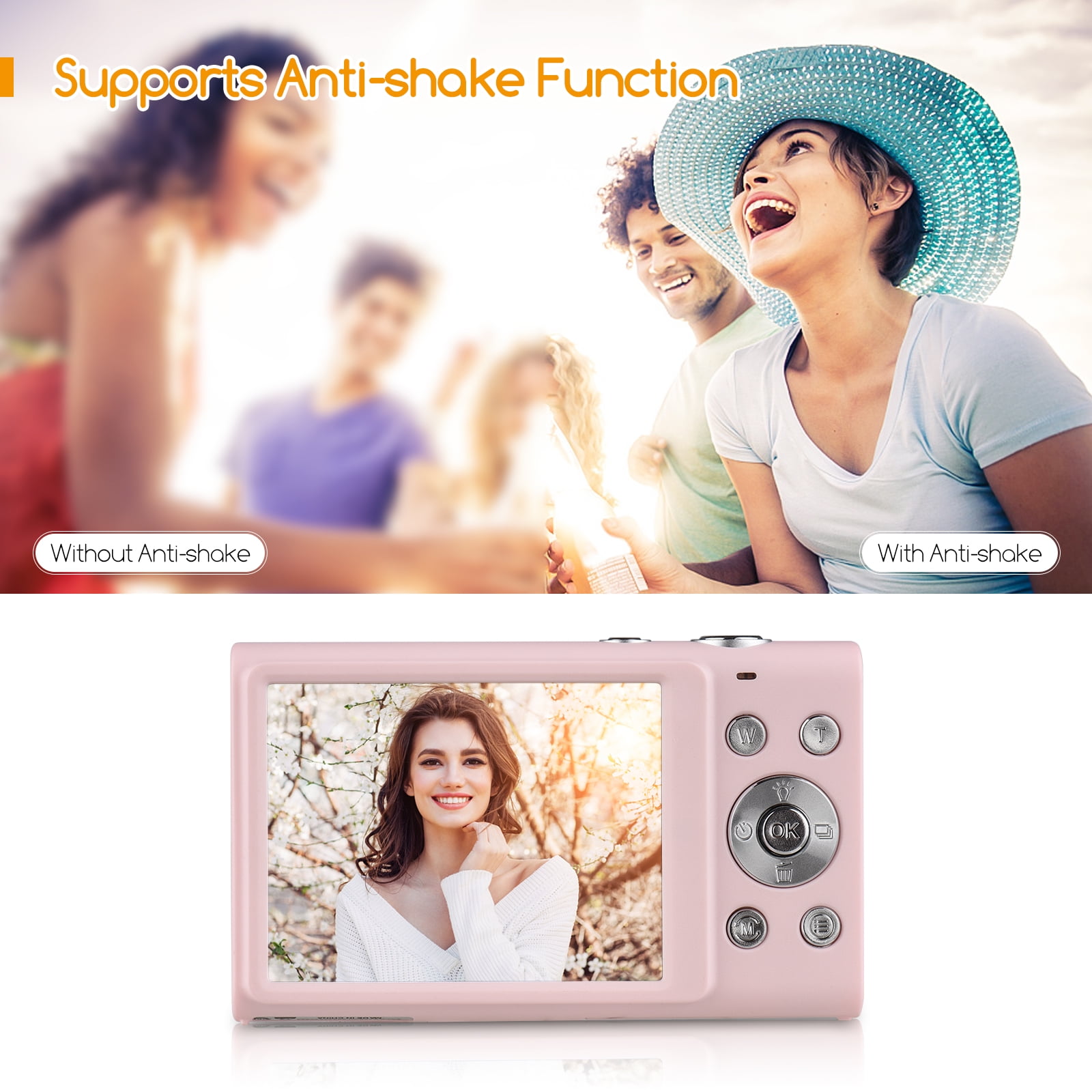 Andoer 2.7K Digital Camera Compact Video Camcorder 48MP Auto Focus 2.88 Inch IPS Screen 16X Zoom Anti-shake Face Detact Smile Capture Built-in LED Fill Light