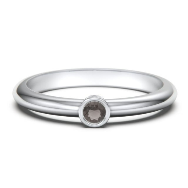 Classic Bezel Set Birthstone Ring - Smokey Quartz (June)