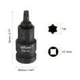 thumbnail image 2 of Uxcell 2pcs T30 Torx Bit Socket 55mm/2.17" Length 1/2" Square Drive Star 6 Point Extension Impact Bit Power Nut Driver Set S2 Steel Socket Ratchet Wrench Bits, Black, 2 of 7