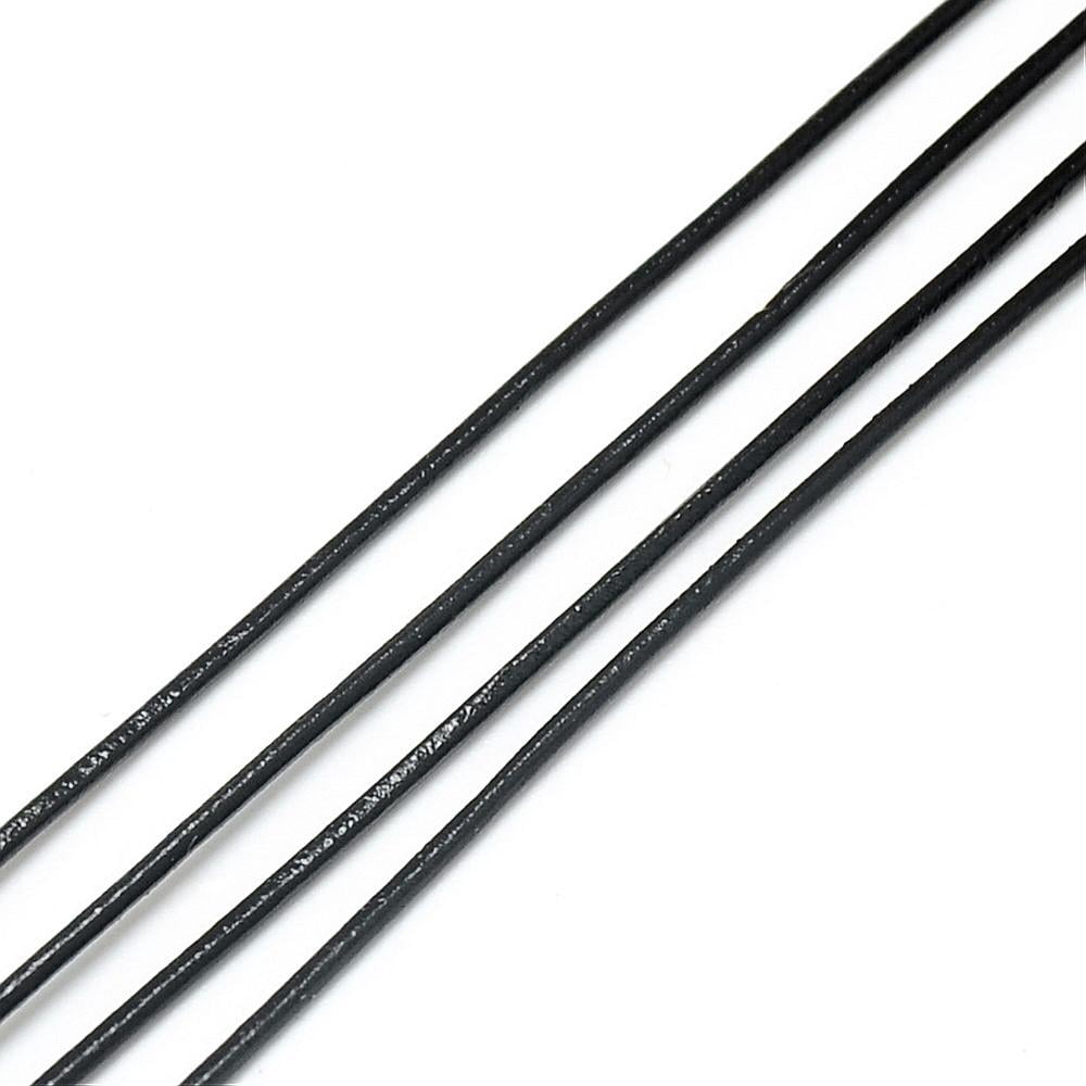 1bundle Round Cowhide Leather Cord Leather Rope String for Bracelets Necklaces Black 1mm about 100yard/bundle
