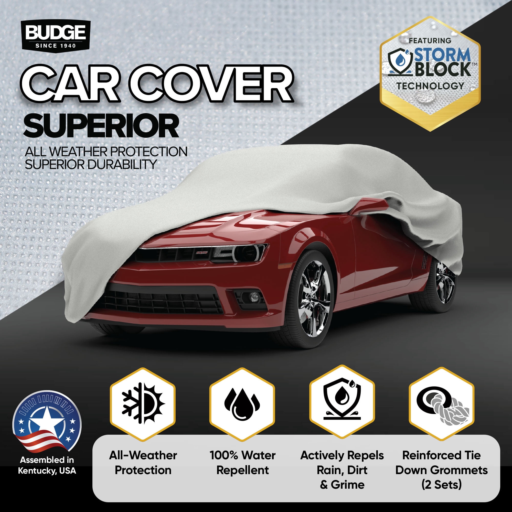 (2 pack) Budge Superior StormBlock™ Car Cover, Waterproof All Weather Outdoor Car Protection, Size 4 for Full Size Vehicles