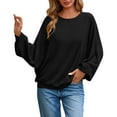 thumbnail image 3 of XPMWRP Long Sleeve Shirts for Womens Fashion Business Casual Crew Neck Pullover Sweaters Trendy Loose Ribbed Knit Tunic Blouse Black M, 3 of 9