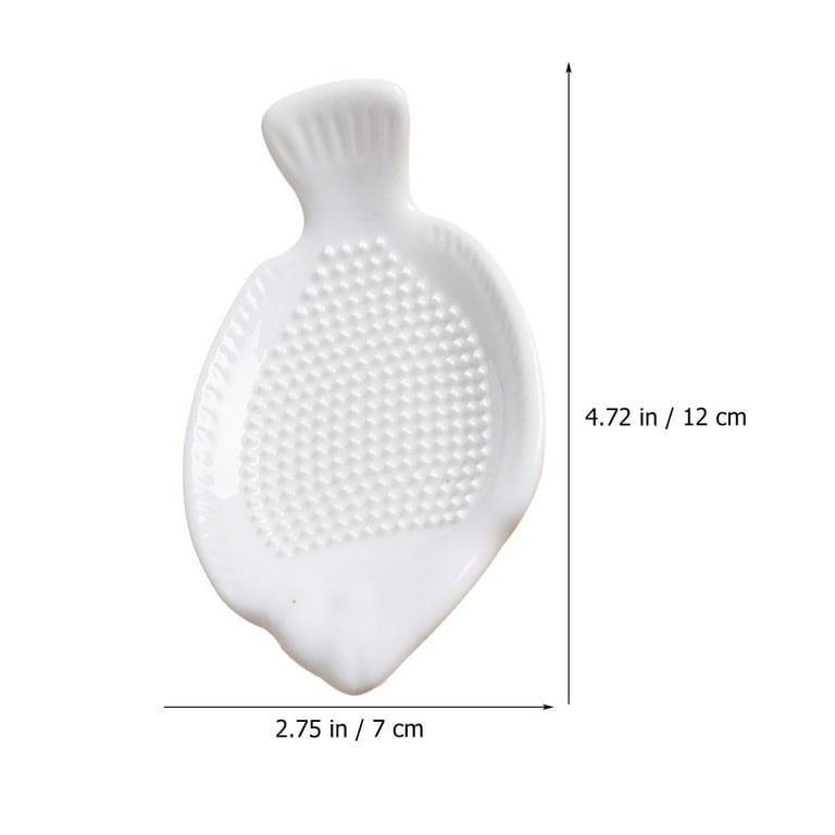 White Ceramic Grater for Garlic Onion Ginger or Spoon Rest Used