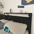 thumbnail image 5 of Queen Size Bed Frame with LED Headboard and Charging Station, Metal Platform Frame with 8 Storage Drawers, No Box Spring Required, Noise Free, Black, 5 of 7