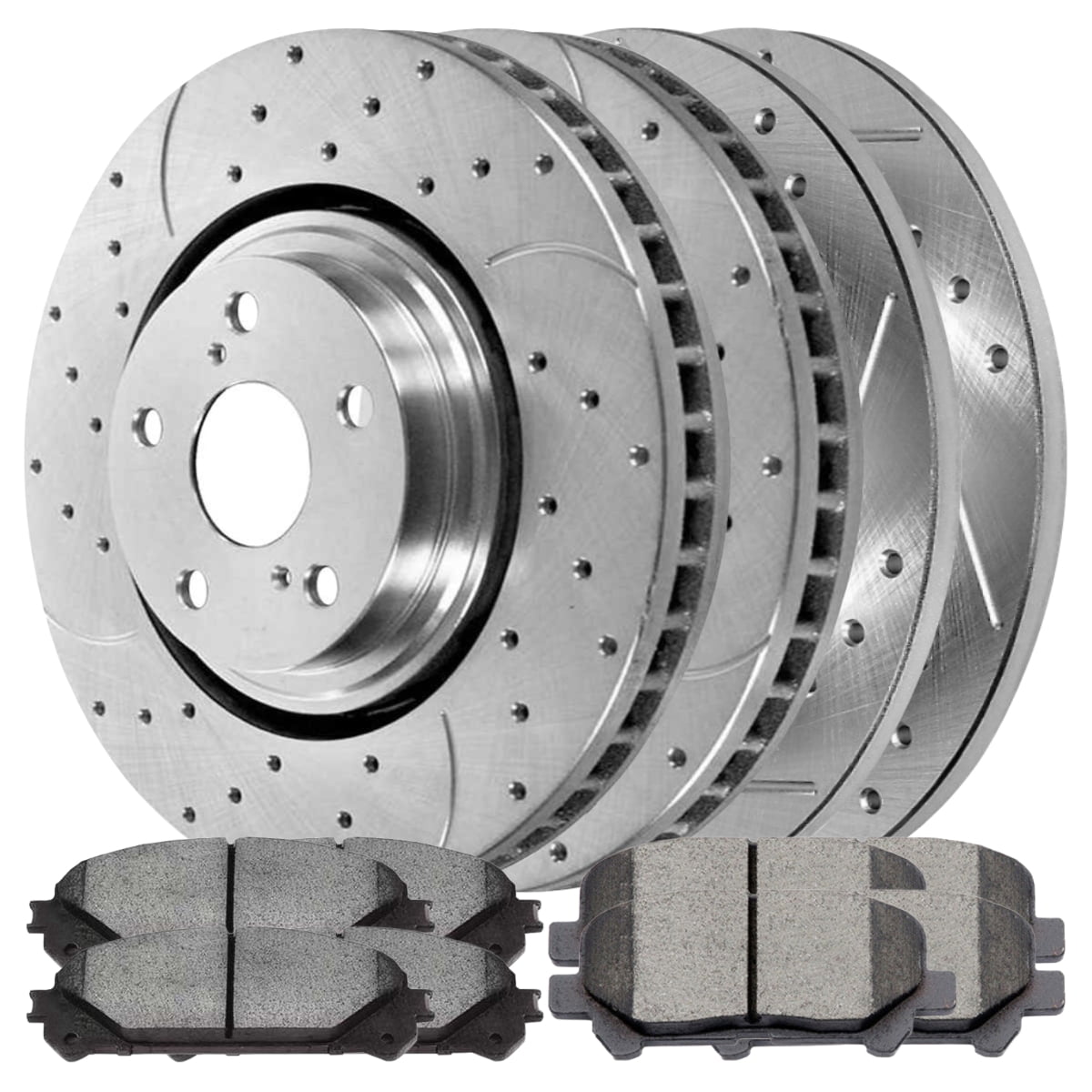 For Toyota Highlander 4WD Front & Rear Brake Rotors & Ceramic Pads BEST