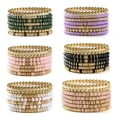 thumbnail image 2 of AEXTO Heishi Clay Bead Bracelets for Women Bohemian Stackable Gold Beaded Stretch Bracelets Elastic Layering Friendship Bracelets Set Boho Jewelry, 2 of 11
