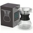 thumbnail image 4 of Pour Over Coffee Maker Portable - 10.5oz High Heat Borosilicate Glass w/Reusable Stainless Steel Filter Drip Coffee Brewer Pourover Dripper Set Carafe 300ml Black, 4 of 6