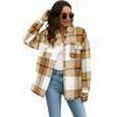 thumbnail image 5 of Zeagoo Flannel Cropped Jacket Wool Blend Shacket Plaid Button Down Shirt Fall Winter Fashion Long Sleeve Coat with Pockets, 5 of 6
