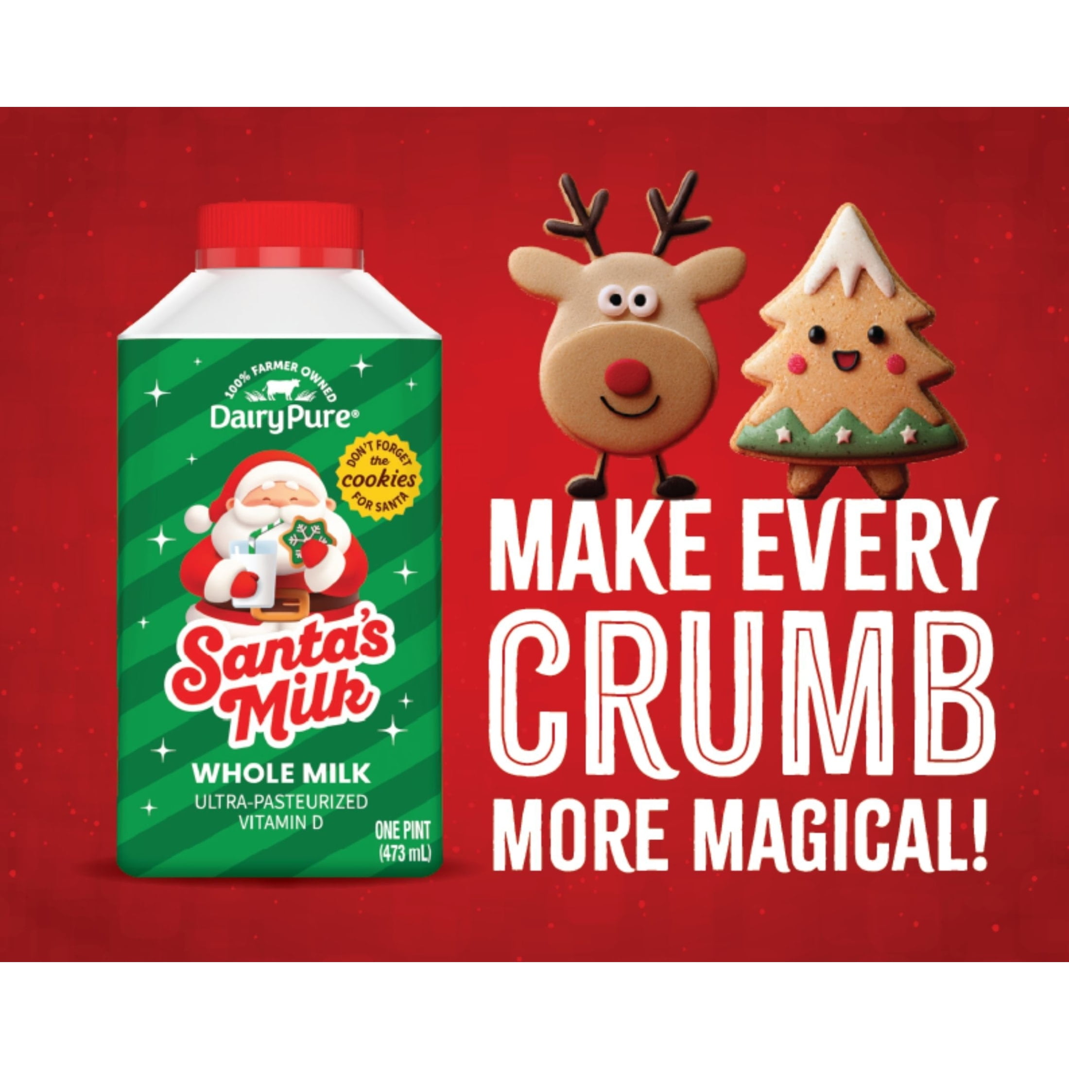 DairyPure Santa's Milk Ultra-Pasteurized Whole Milk, Pint