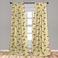 thumbnail image 5 of Ambesonne Green Leaves Curtains, Fruits and Chameleons, Pair of 28"x84", Pastel Pink, 5 of 5