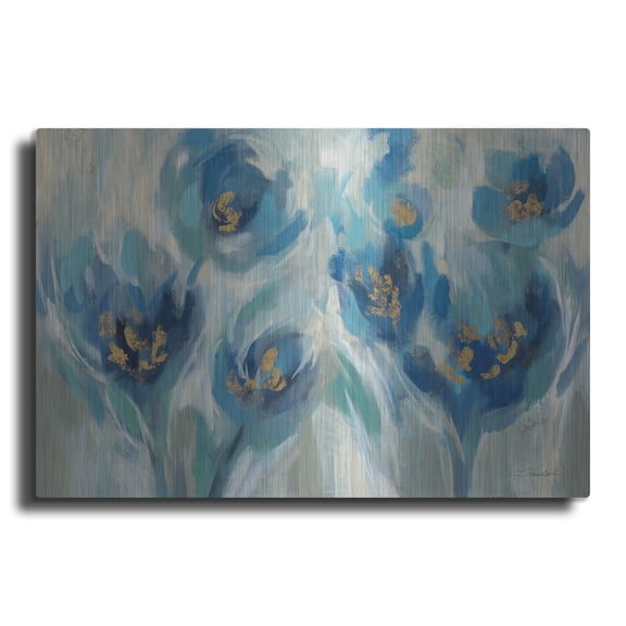 Luxe Metal Art 'Blue Fairy Tale Floral 3'  by Silvia Vassileva Metal Wall Art, 36" x 24"