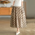 thumbnail image 2 of The New Summer Flocking Polka Dot Literary Flowing Stitching Large Hem Elasticated Waist Skirt Women Denim Skirts plus Size, 2 of 4