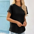 thumbnail image 2 of Yubnlvae 2025 Spring Ruched Side Tops for Women - Cap Sleeve Round Neck Summer Blouses (Casual & Vacation Ready) Black XXL, 2 of 8