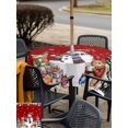 thumbnail image 4 of Outdoor Tablecloth with Umbrella Hole and Zipper, Red Christmas Square Table Cloth 60x60 Inch Waterproof Tablecloth, Snowman Pine Tree Animals Winter Snowflake Picnic Table Cover for Patio Camping, 4 of 7