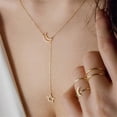 thumbnail image 2 of UDIYO Moon Shape Star Pendant Alloy Luxury Clavicle Chain Necklace for Party, 2 of 7