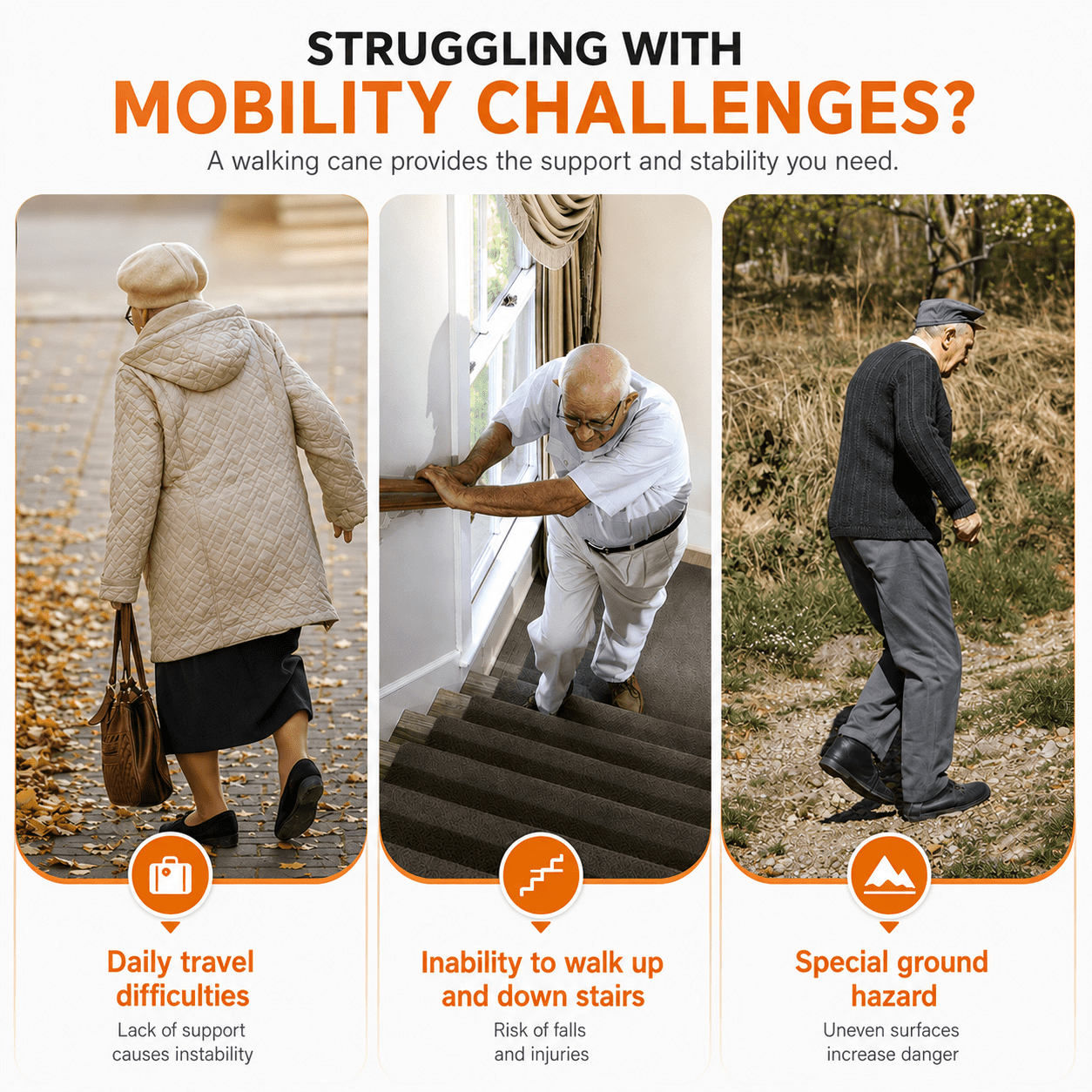 MoonSun Foldable Walking Cane for Seniors, Adjustable Aluminum Walking Cane with Quad Base, LED Light, Wrist Strap, Portable Folding Cane for Men & Women