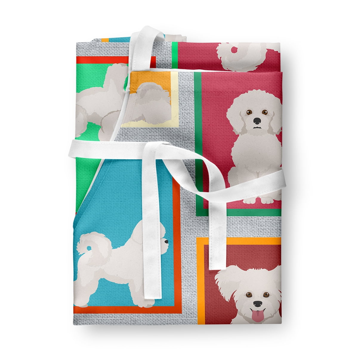 Lots of Bichon Frise Apron 27 in x 30 in