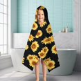 thumbnail image 6 of Black Yellow Sunflower Pattern Hooded Bath Towel，50"x30" for Ages 3 To 12 Kids, Quick Dry Lightweight Soft Microfiber Hood Beach Towel Cover Up for Kids, 6 of 7