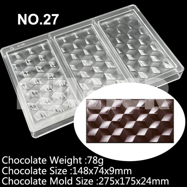 Moldes de Chocolate de policarbonato para hornear, herramientas de confitería para hornear dulces, redondos y cuadrados
