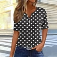 thumbnail image 4 of Tee Shirts for Women Womens Summer Clothes, Tops for Women 2025 Polka Dot Short Sleeve V Neck Casual Shirts Trendy Vintage Comfy Outfits, 4 of 6