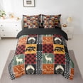 thumbnail image 2 of Homewish Jungle Adventure Kids Twin Bedding Sets 7-Piece, Red Orange Patchwork Bedding Comforter Set, Rustic Bear Deer Reversible Sheet Sets, Ultra Soft Bedroom Decor, 2 of 7