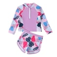 thumbnail image 1 of AWZXDE Swimsuit For Girls Long Sleeve Zip Up Rash Guard And Floral Print Two Piece For Surfing Sun Ages 3-7, 1 of 9
