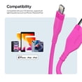 thumbnail image 5 of Powertek Neon Pink Silicone USB-A to Lightning Cable 6ft MFi Certified Fast Charging iPhone Charger Cord, Durable Tangle-Free Sync Cable for iPhone, iPad & iPod, 5 of 6
