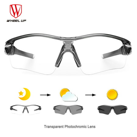 WHEEL UP Photochromic Sunglasses Cycling Eyewear Sports Mountain Road Bicycle Men Women Eyewear with 3 Lens Black