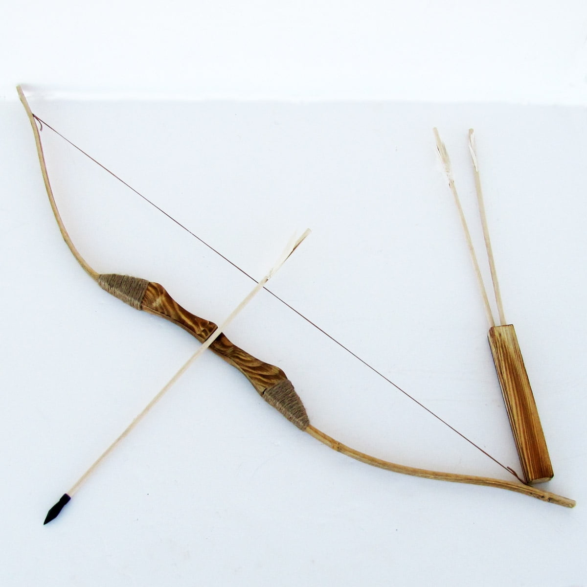 WOODEN BOW WITH 3 ARROWS AND QUIVER Wood Archery Bow for Hunting Kids Toy Gift