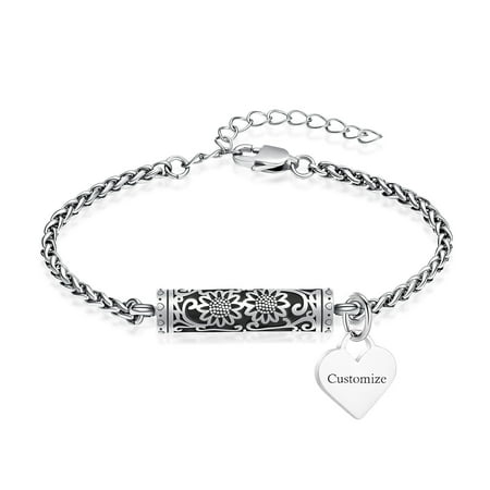 Sunflower Urn Cremation Jewelry Adjustable Urn Bracelet for Ashes Keepsake Hair Memorial Bracelet for Women Men