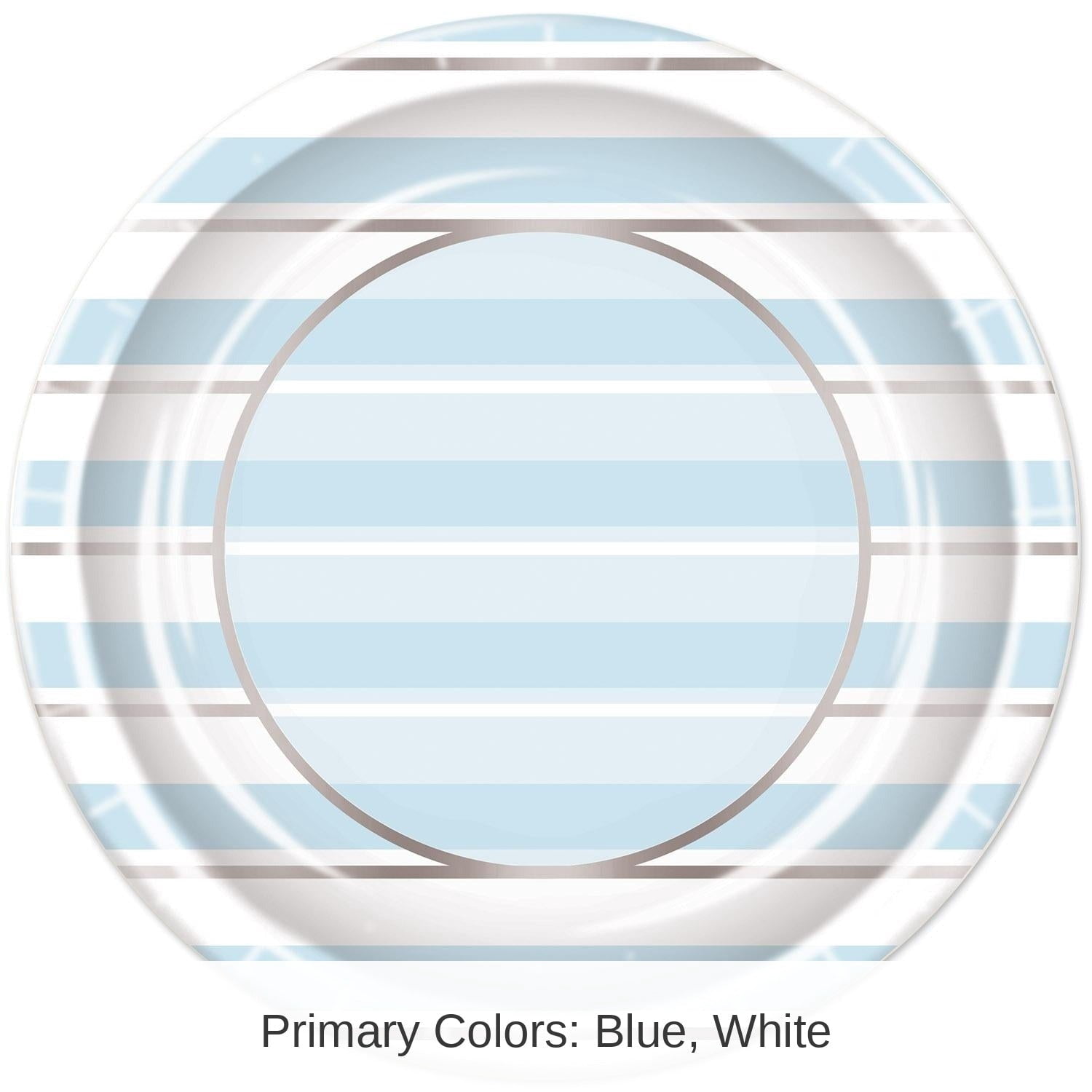 96 Pack Bulk Blue Striped Paper Plates 9 inch