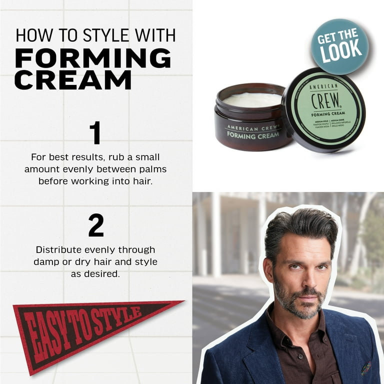 American Crew Men's Hair Forming Cream, Like Hair Gel with Medium