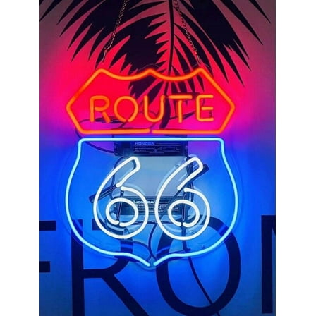 Queen Sense 17" Route 66 Texas Neon Sign Acrylic Man Cave Handmade Neon Light 117R66A2