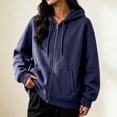 thumbnail image 4 of yillto Womens Coat Hooded Casual Sweatshirt Lightweight Zip up Fall Loose Drawstring Jackets with Pockets, 4 of 7