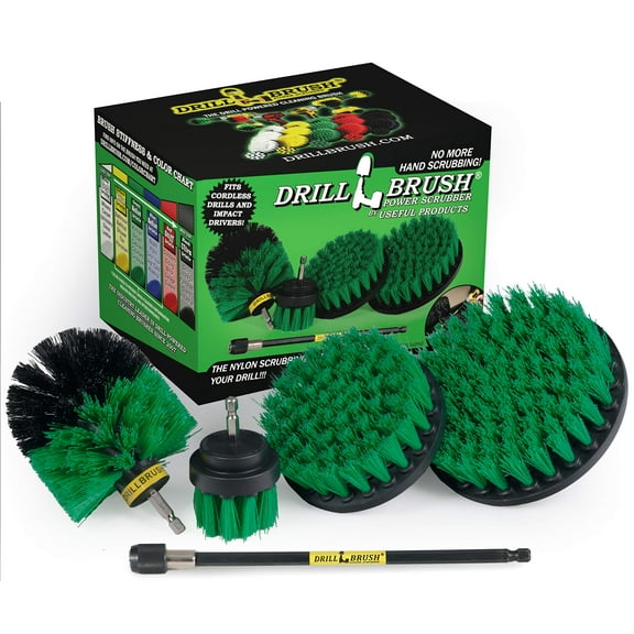 Kitchen Cleaning Supplies - Drill Brush Set with Extension - Counter Scrubbing Brushes, Stove Cleaning Tools - Oven Spot Cleaning Tool - Home Sink Scrubbing Brush Set - Cast Iron Pot Cleaning Brushes