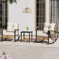 thumbnail image 2 of LAUSAINT HOME 3 Pieces Patio Outdoor Conversation Set with 2-Tier Coffee Table, PE Wicker Rocking Chairs with Beige Cushions, 2 of 8