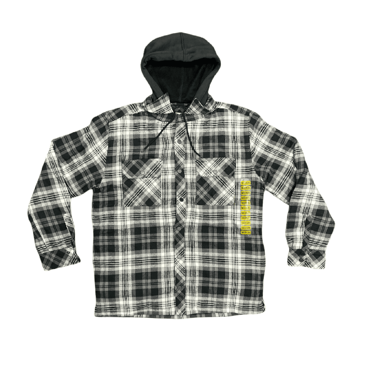 Boston Traders Men's Quilted Hooded Flannel Zip Up Shirt Jacket (Black, L)  - Walmart.com
