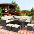 thumbnail image 4 of Costway 7 PCS Patio Furniture Set Rattan Sectional Conversation Sofa Coffee Table Porch, 4 of 9