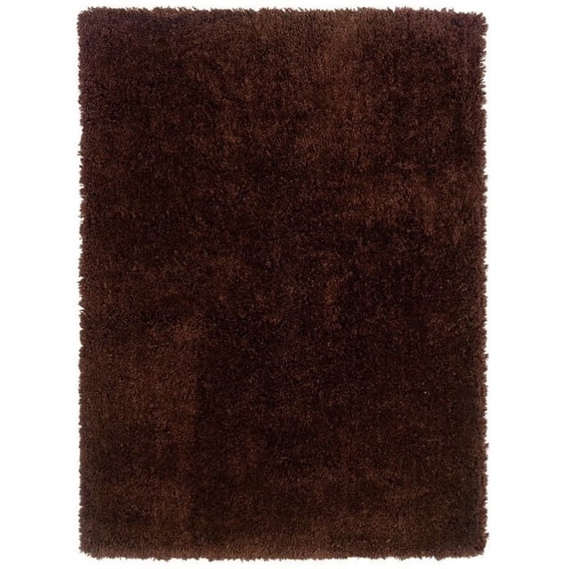 Tapis Rectangulaire Brun Chocolat 8X10 à TRIO de Peignes, Fait de polyester Microfibre 100 % Tufté à la Main avec une texture shag Moelleuse et un Endos en Coton-Latex, Idéal pour les Planchers d'Accent dans les Intérieurs de la Maison.
