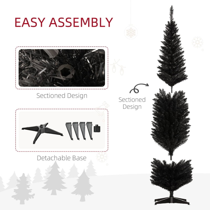 Alvantor Christmas Tree Unlit Pencil with 618 Tips, Slim Holiday Decor 21.75"x21.75"x96" 8ft Black