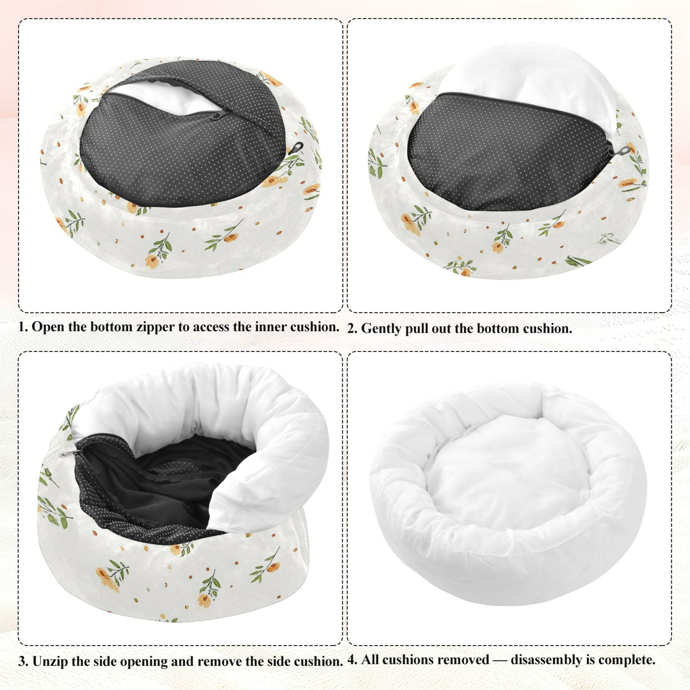 Iauyy Pet Couch Donut Cat Bed for Indoor Cats/Small Dogs Washable & Machine with Non-slip Bottom Calming Cat Furniture, Compact and Exquisite (S)