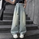 thumbnail image 1 of Cowsor Girls Baggy Jeans Distressed Denim Pants Elastic Waist Wide Leg Jeans for Girls Kids Loose, 1 of 7