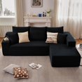 thumbnail image 3 of Tmjmj 107" Boneless L-Shaped Cloud Sectional Sofa with Chaise, Modern ModularCorduroy Deep Seat Couch Black, 3 of 7