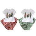 thumbnail image 5 of 3-13 Years Hawaii Summer little Girls Child Outfit Sets Leaf Printed T-shirt+Wide Leg Pants, 5 of 5