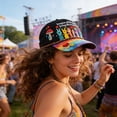 thumbnail image 6 of Peace Concept Floral Baseball Cap, Colorful Flower Printed Polyester Adjustable Hat, Unisex Breathable Sun Protection Cap for Daily Outdoor Casual Wear Black (A), 6 of 6