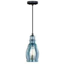 Millie Bronze Farmhouse Jar Mini Pendant Ceiling Light Smoke Blue Glass